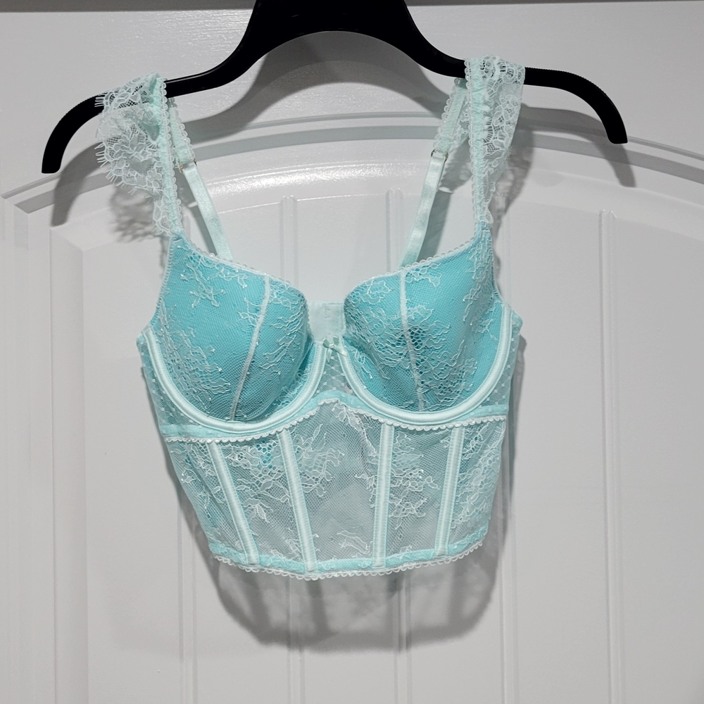 *New* Victoria's Secret Lace Bustier Bralette in Light Blue